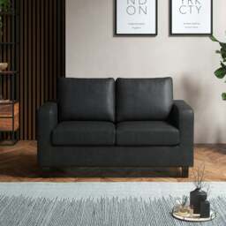 Rackhams York Black Faux Leather 3+2 Sofa Set - thumbnail 5