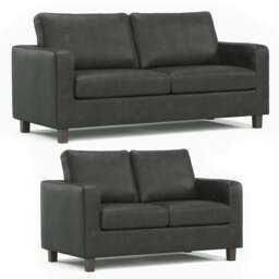 Rackhams York Black Faux Leather 3+2 Sofa Set - thumbnail 2