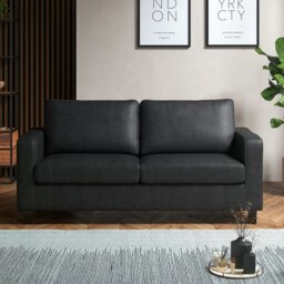 Rackhams York Black Faux Leather 3+2 Sofa Set - thumbnail 6