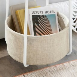 Rackhams Side Table with Removable and Washable Storage Basket Beige - thumbnail 6