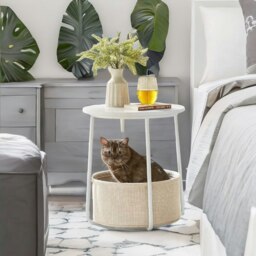 Rackhams Side Table with Removable and Washable Storage Basket Beige - thumbnail 5