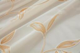 Rackhams Leaf Embroidered Tulle Voile Curtains Ring Top - Green - 147cm width x 137cm drop - thumbnail 3