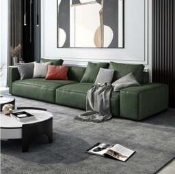 Rackhams Aula Two Seater, Three Seater, Four Seater Sofa, Modular Sofa, Leathaire - Three Seater 280cm - Green - thumbnail 1
