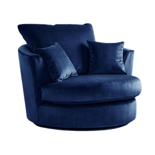 Rackhams Olympia Living Room Furniture Range - Plush Midnight Blue - Swivel Chair - image 1
