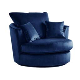 Rackhams Olympia Living Room Furniture Range - Plush Midnight Blue - Swivel Chair - thumbnail 1