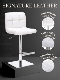 Rackhams Allegro Signature Real Leather Adjustable Swivel Bar Stool with Square Base & Chrome Frame - thumbnail 2