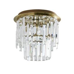 Rackhams Onega 3 Light Antique Brass & Glass Flush Ceiling Light - thumbnail 3
