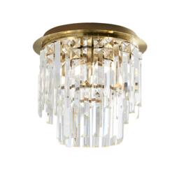 Rackhams Onega 3 Light Antique Brass & Glass Flush Ceiling Light - thumbnail 2