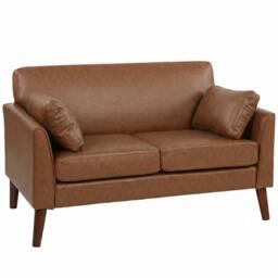 Rackhams 2 Seater Sofa, 132 cm Modern Small Sofa with Solid Wood Legs, Brown - thumbnail 2