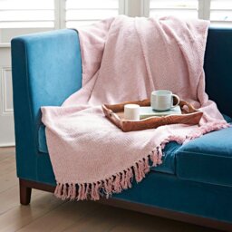 Rackhams Chevron Recycled Cotton Throw - Grey - thumbnail 4