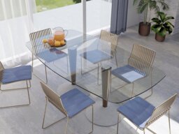 Rackhams Iona Glass Top Double Pedestal Large Rectangular Dining Table - White - White - Clear Glass - thumbnail 4
