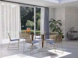 Rackhams Iona Glass Top Double Pedestal Large Rectangular Dining Table - White - White - Clear Glass - thumbnail 2