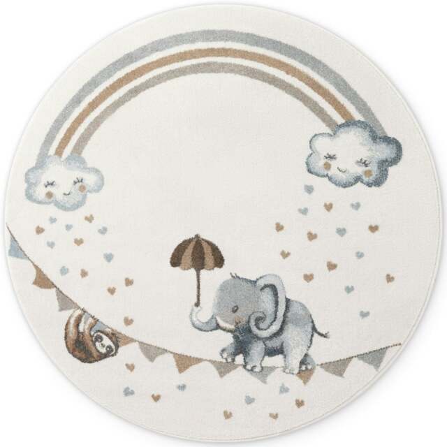 Rackhams Boho Kids Round Walk like an Elephant Rainbow Rug - Ø 160 cm - image 1