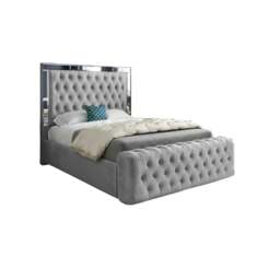 Rackhams Marino Mirror Upholstered Soft Velvet Bed Frame - Grey - Black - Super king - thumbnail 6