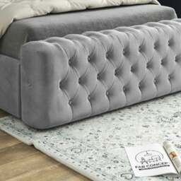 Rackhams Marino Mirror Upholstered Soft Velvet Bed Frame - Grey - Black - Super king - thumbnail 4