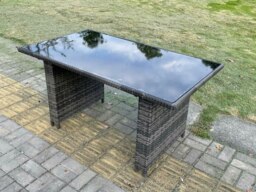 Rackhams 4 Seat Rattan Garden Furniture Dining Set Table And Chair Sets PE Wicker Patio Outdoor 4 Chairs Black Tempered Glass Table - thumbnail 4