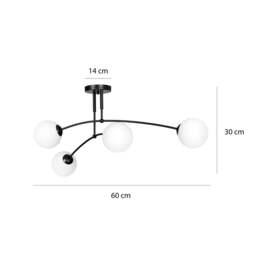 Rackhams PREGOS Ceiling lamp  4 x E14 Black with White Shade - thumbnail 6