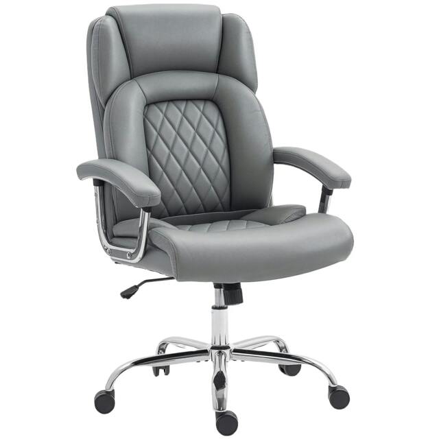 Rackhams Big and Tall Office Chair 180kg with Spring Cushion, PU Leather - Grey