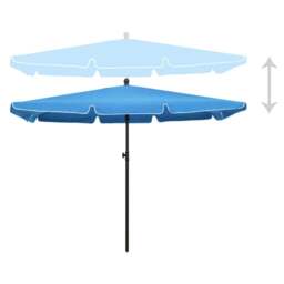 Rackhams Garden Parasol with Pole 210x140 cm Azure Blue - thumbnail 3