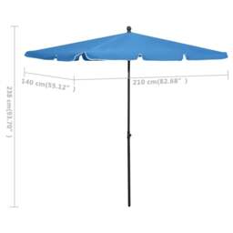 Rackhams Garden Parasol with Pole 210x140 cm Azure Blue - thumbnail 6