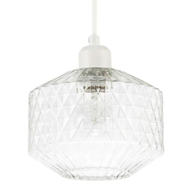 Rackhams Elegant Faceted Clear Glass Pendant Shade with Diamond Cut Pattern - image 1