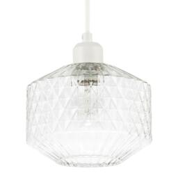 Rackhams Elegant Faceted Clear Glass Pendant Shade with Diamond Cut Pattern - thumbnail 1