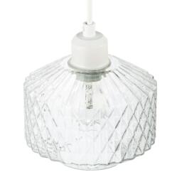 Rackhams Elegant Faceted Clear Glass Pendant Shade with Diamond Cut Pattern - thumbnail 3