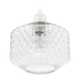 Rackhams Elegant Faceted Clear Glass Pendant Shade with Diamond Cut Pattern - thumbnail 4