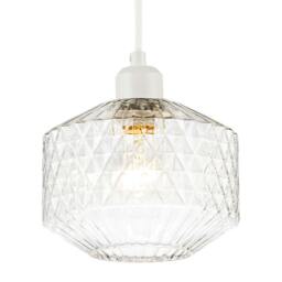 Rackhams Elegant Faceted Clear Glass Pendant Shade with Diamond Cut Pattern - thumbnail 2