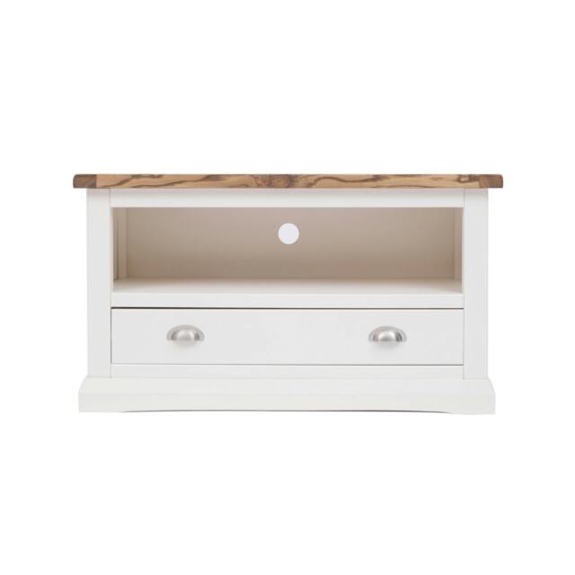 Rackhams Cosenza Off White 1 Drawer TV Cabinet Chrome Cup Handle - Off White - image 1