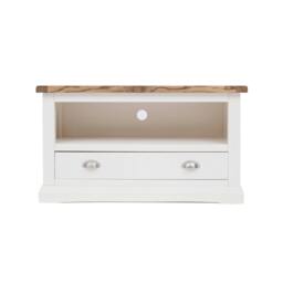 Rackhams Cosenza Off White 1 Drawer TV Cabinet Chrome Cup Handle - Off White