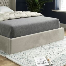 Rackhams Rana Curved Top Winged Upholstered Soft Velvet Bed Frame - Cream - Silver - Single - thumbnail 3