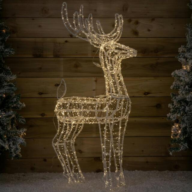Rackhams 1.03m Light up Acrylic Christmas Reindeer Decoration with 1040 Warm White LEDs - image 1