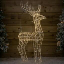 Rackhams 1.03m Light up Acrylic Christmas Reindeer Decoration with 1040 Warm White LEDs