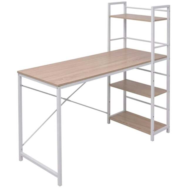 Rackhams Desk with 4-Tier Bookcase Oak - image 1