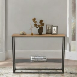Rackhams Freestanding Slim Hallway Console Table Rustic Brown - thumbnail 2