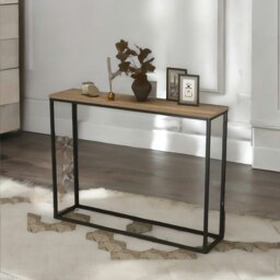 Rackhams Freestanding Slim Hallway Console Table Rustic Brown