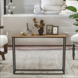 Rackhams Freestanding Slim Hallway Console Table Rustic Brown - thumbnail 3
