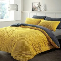 Rackhams Plush Corduroy Teddy Fluffy and Warm Fleece Duvet Cover Set - Silver - Super King - thumbnail 4