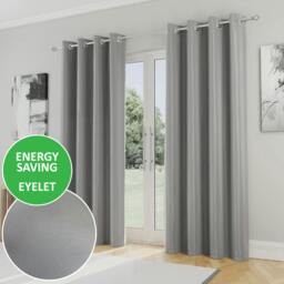 "Rackhams Grey Plain Supersoft Thermal Room Darkening Eyelet Curtain - Pair for Living Room & Bedrooms - 66"" (168cm) Width x 90"" (229cm) Drop"
