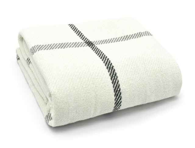 Rackhams Check Cotton Tassel Throw - 127cm x 152cm - Cream - image 1