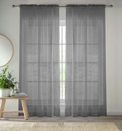 "Rackhams Plain Sheer Voile Panel Curtains Panel - Pair with Rod Pocket Header - Silver - 55"" (140cm) Width x 54"" (137cm) Drop" - thumbnail 6