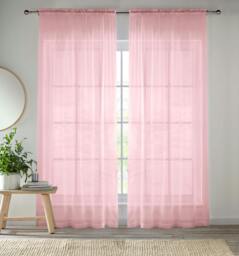 "Rackhams Plain Sheer Voile Panel Curtains Panel - Pair with Rod Pocket Header - Silver - 55"" (140cm) Width x 54"" (137cm) Drop" - thumbnail 4