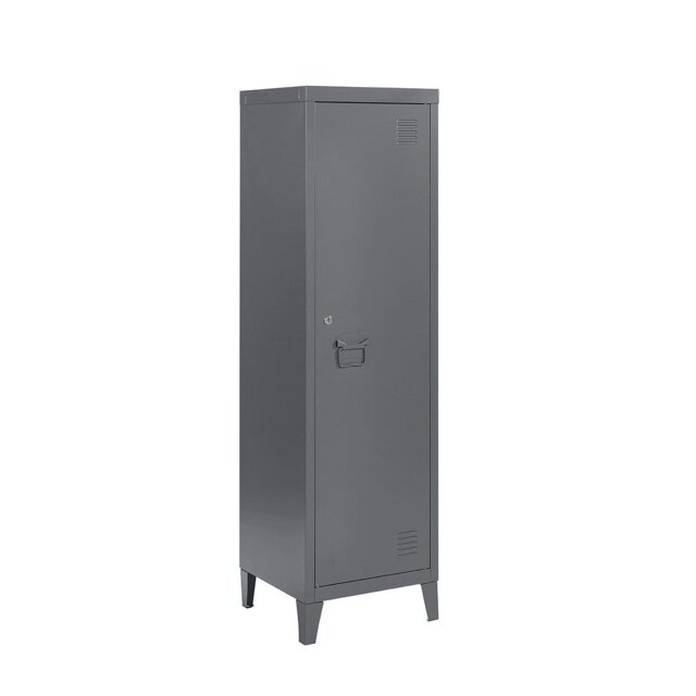 Rackhams Metal 2 Shelve Locker Cabinet, 1 Door Storage Cupboard for Home or Office - Grey - Steel - 38.5cm(d)38.5cm(h)137cm(w) - image 1