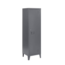 Rackhams Metal 2 Shelve Locker Cabinet, 1 Door Storage Cupboard for Home or Office - Grey - Steel - 38.5cm(d)38.5cm(h)137cm(w) - thumbnail 4