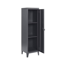 Rackhams Metal 2 Shelve Locker Cabinet, 1 Door Storage Cupboard for Home or Office - Grey - Steel - 38.5cm(d)38.5cm(h)137cm(w) - thumbnail 5
