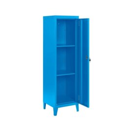 Rackhams Metal 2 Shelve Locker Cabinet, 1 Door Storage Cupboard for Home or Office - Grey - Steel - 38.5cm(d)38.5cm(h)137cm(w) - thumbnail 3