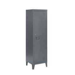 Rackhams Metal 2 Shelve Locker Cabinet, 1 Door Storage Cupboard for Home or Office - Grey - Steel - 38.5cm(d)38.5cm(h)137cm(w) - thumbnail 1