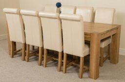 Rackhams Kuba Extra Large Oak Dining Table with Washington Leather Chairs - 8 chairs - Brown - thumbnail 4