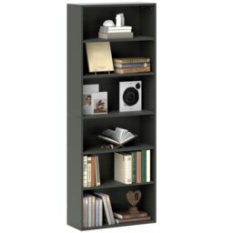 Rackhams 6 Tier Bookshelf, Freestanding Bookcase with Adjustable Shelves, Black - 60W x 24D x 158.5H cm - Black - 1 - thumbnail 2